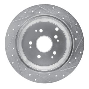Honda Odyssey Brake Rotor (1) - Rear Left - R1 Concepts - Drilled & Slotted - Silver - `02-`04